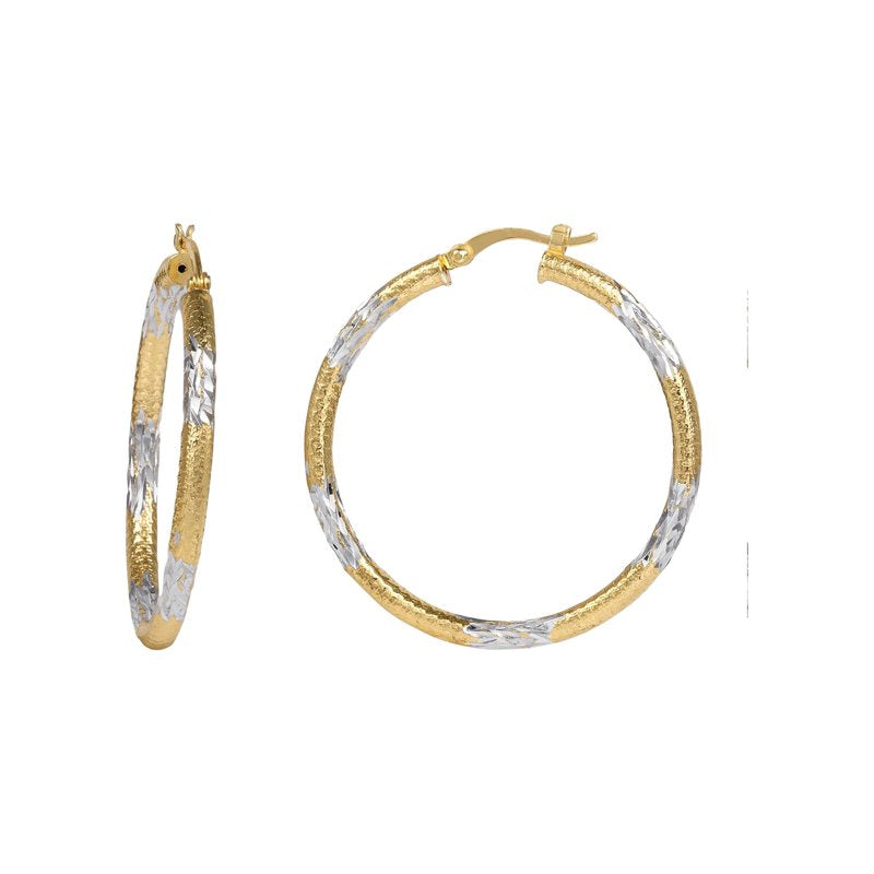 Women's Hoop Earrings 18K Gold Over Sterling Silver Gift Box