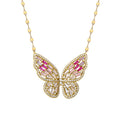 Gold Plated Sterling Silver Butterfly Necklace with Cubic Zirconia for Women