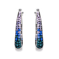 Sterling Silver Blue Crystal Hoop Earrings for Women - Elegant Jewelry Gift