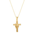 Sterling Silver Cross Pendant Necklace with 14K Gold Plating and 18-Inch Chain