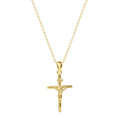 Women's Sterling Silver Gold Plated Crucifix Necklace - 18 Inch Chain