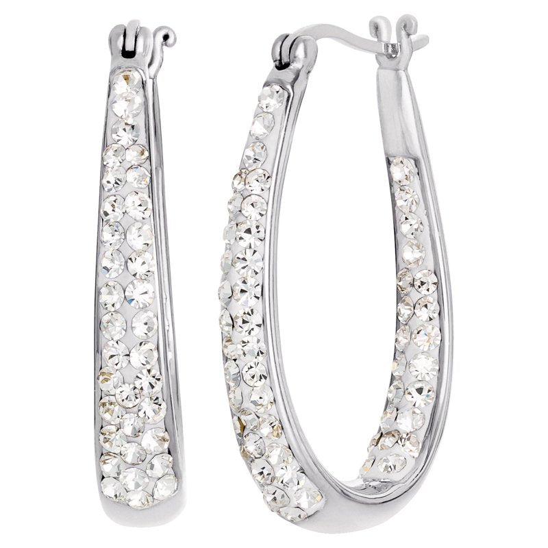 Sterling Silver Crystal Hoop Earrings for Women - Hypoallergenic Jewelry