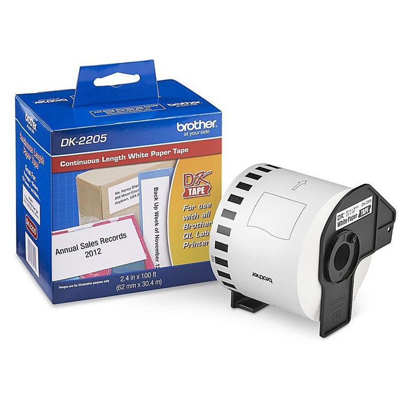 Brother Continuous Label Roll 2.4 Inch x 100 Feet for QL Printers - 6 Rolls