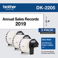 Brother Continuous Label Roll 2.4 Inch x 100 Feet - 3 Pack for Office & Shipping
