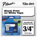 Genuine Laminated Label Tape for P-Touch Printers 3/4" Wide - Black on White