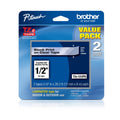 Brother Laminated Label Tape - Black on Clear, Water & Chemical Resistant, 2-Pack