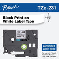 Waterproof Laminated Tape for Label Makers - 1/2 Inch Black on White, Durable Indoor/Outdoor Use