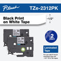 Brother Laminated Adhesive Labeling Tape 1/2" W Black on White 2 Pack
