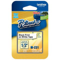 Brother M Series 1/2 Inch (12mm) Black on White P-Touch Tape for Label Makers