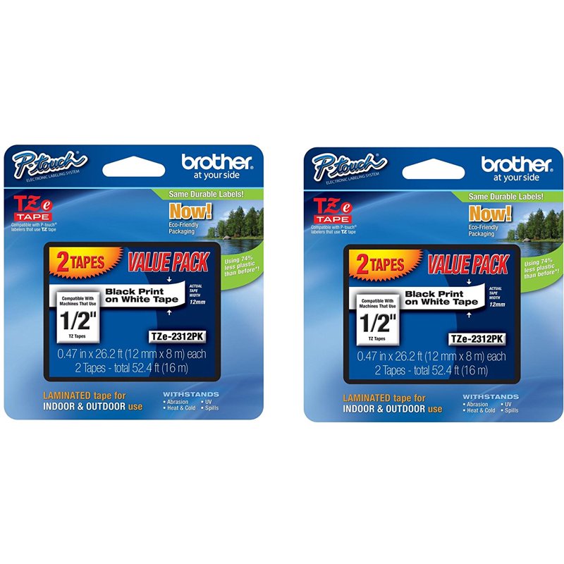 Brother P-Touch Label Tape (TZ-231) 4 Pack - Durable Laminated Indoor & Outdoor Labels