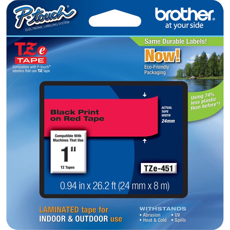Brother P-touch TZe Laminated Label Tape Cartridge 24mm x 8m - Red/Black