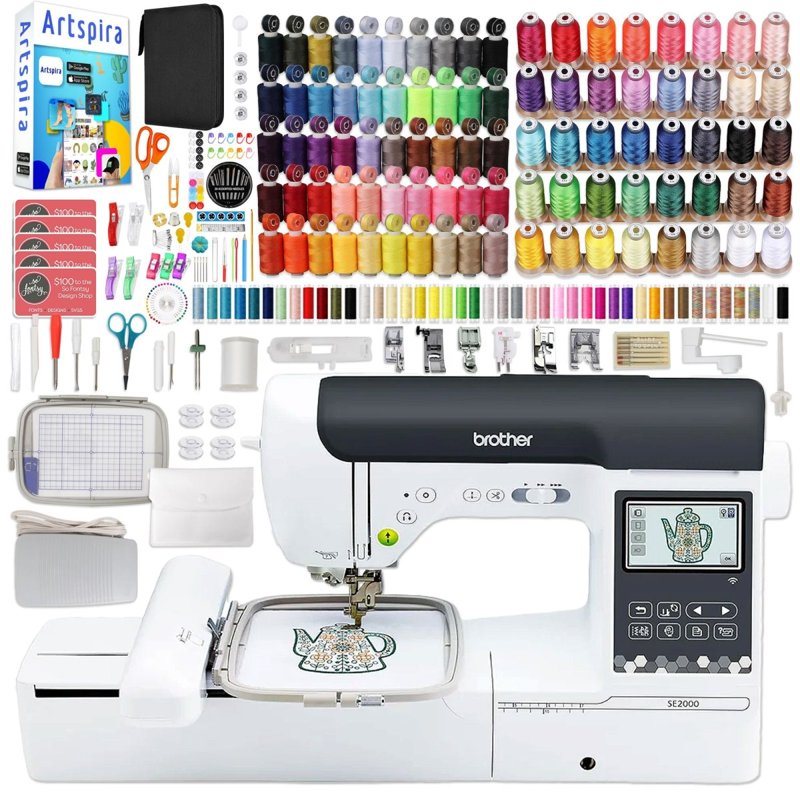 Brother SE2000 Embroidery and Sewing Machine with Deluxe Thread & Accessories