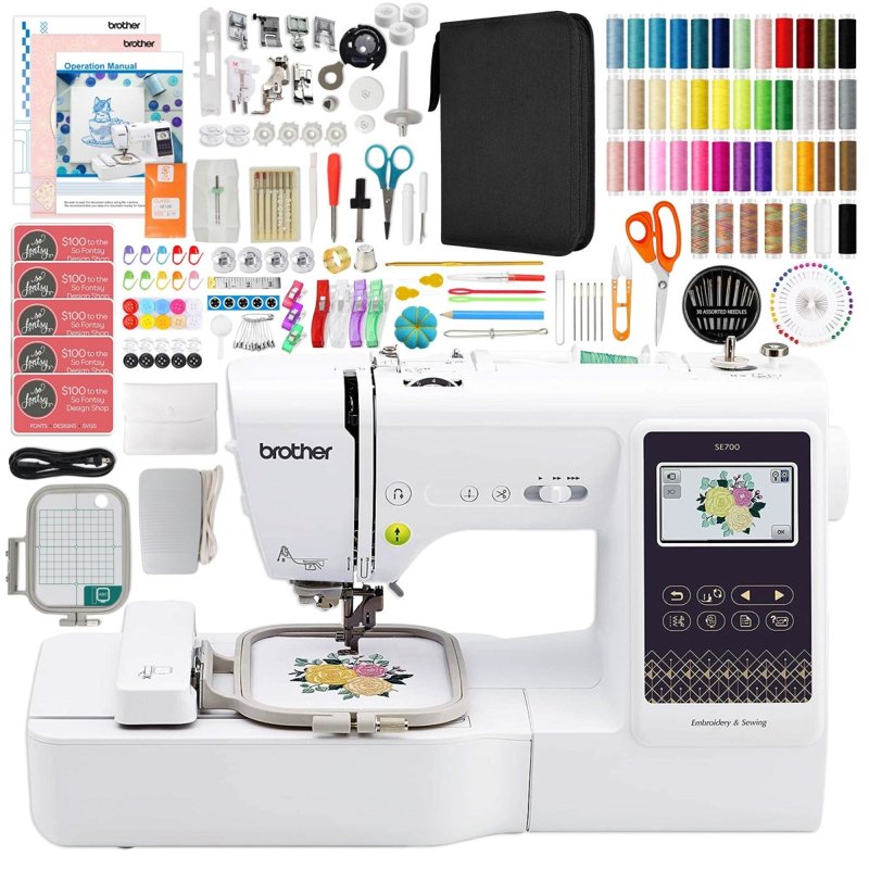 Brother SE700 Embroidery & Sewing Machine Kit with 200+ Accessories and Thread