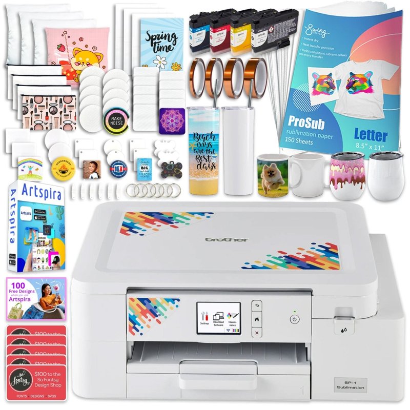 Brother Sublimation Printer with Deluxe Starter Bundle for Custom Designs