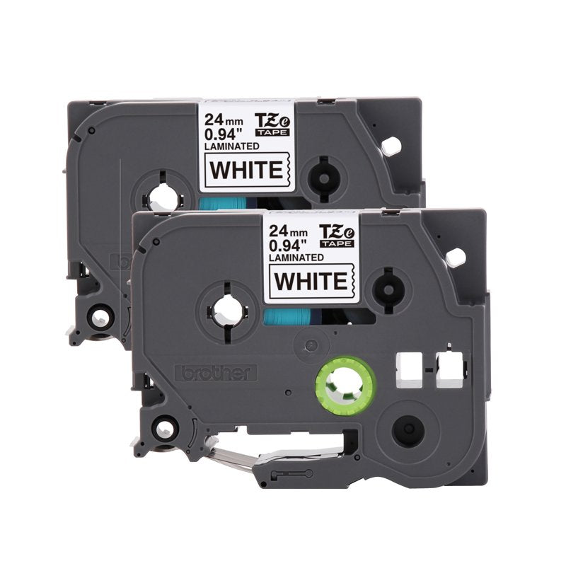 Label Tape Laminated Black on White 1 Inch x 26.2 Feet - 2 Rolls for Office & Home Organization