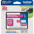 Brother 0.47" White on Berry Pink Laminated Label Tape for P-Touch