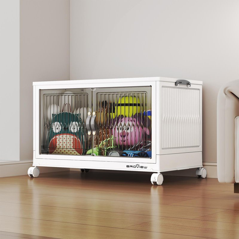 Large Stackable Storage Bins with Lid & Doors, 120QT Collapsible Closet Organizers