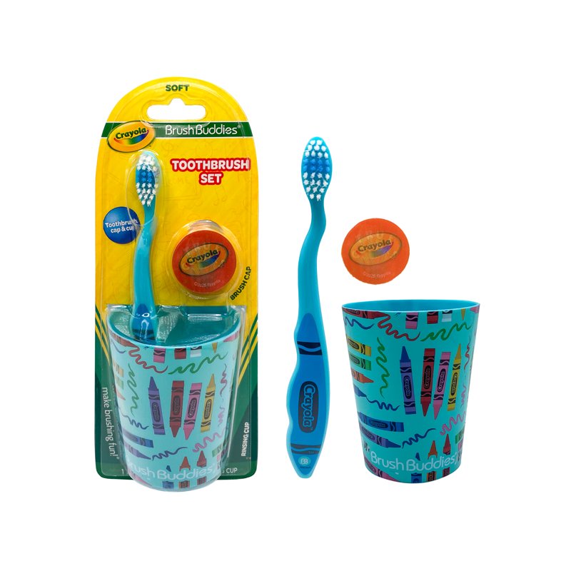 Toddler Soft Bristle Toothbrush Set with Cover and Rinse Cup - Crayola Design
