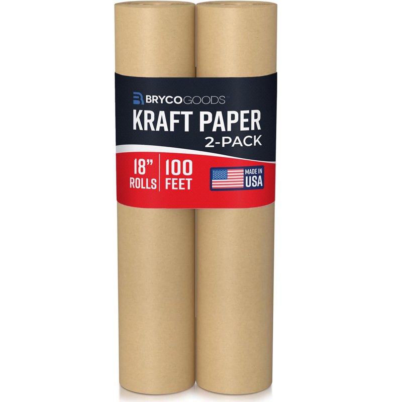 Brown Kraft Paper Rolls 18 Inch x 100 Feet 2-Pack – Moving, Gift Wrapping & Arts
