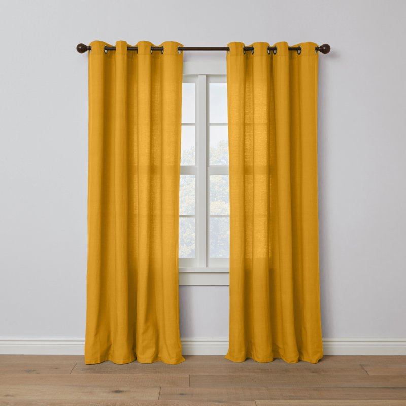 Poly Cotton Grommet Panel for Window Treatment - Light-Filtering Curtains