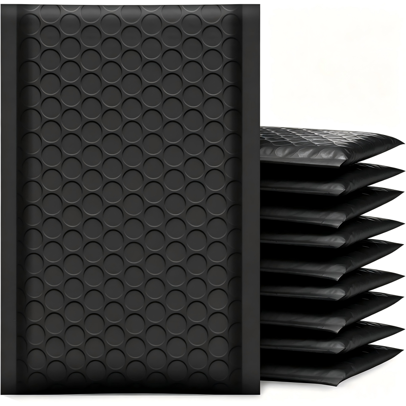 Black 4x8 Inch Bubble Mailers 50 Pack Waterproof Self Seal Shipping Envelopes