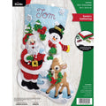 Holiday Felt Stocking Kit - Santa, Snowman & Reindeer Design, 18 Inches