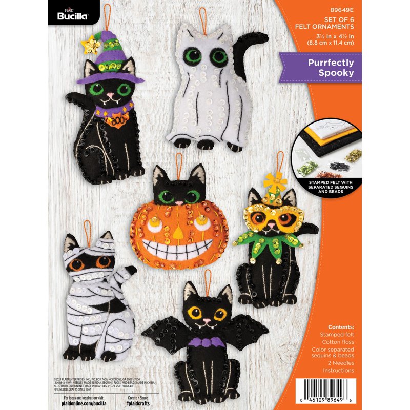 Halloween Felt Ornament Craft Kit with 6 Decorations for DIY Holiday Decor