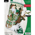 Christmas Stocking Embroidery Kit with Felt Applique - Nordic Noel Design, 18 Inch