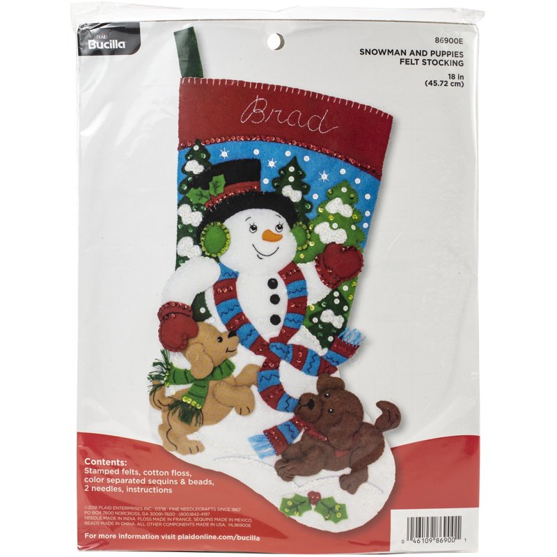 DIY Christmas Stocking Kit - Felt Applique Embroidery Craft for Holiday Decoration