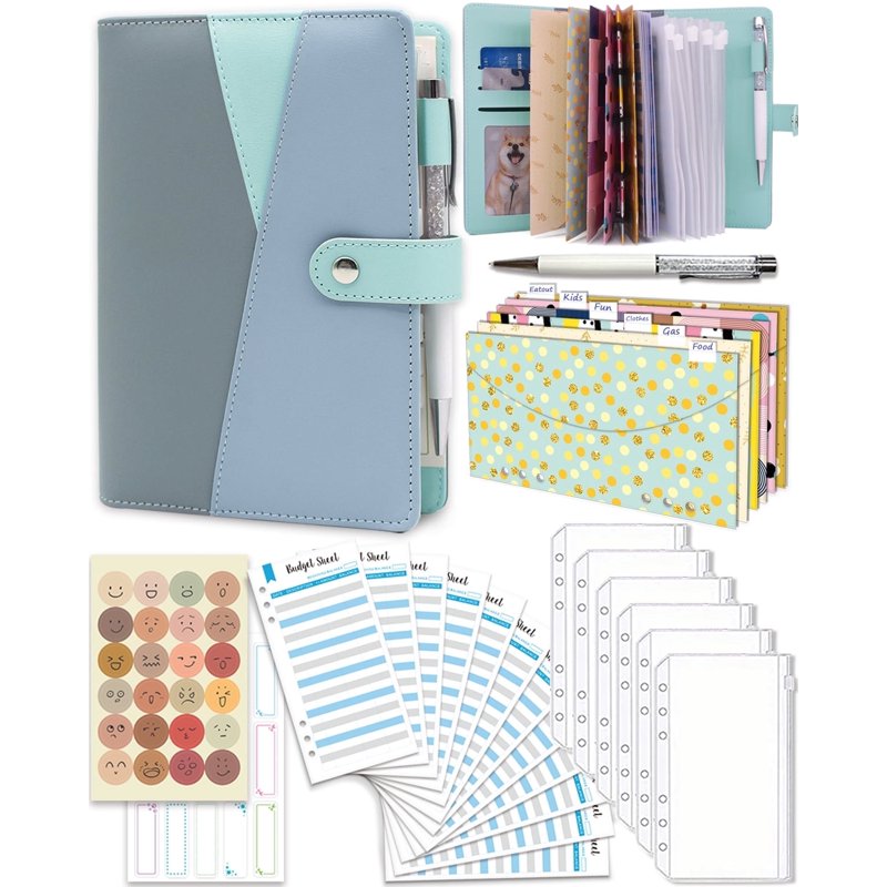 Money Saving Binder with Cash Envelopes and Zipper Pockets - Budget Organizer Set