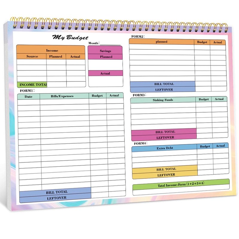 Undated Monthly Budget Planner Notebook with Expense Tracker — Home Finance Organizer