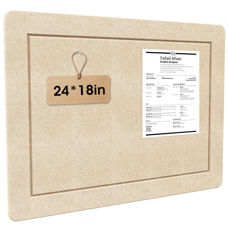 Foldable Felt Bulletin Board for Photos & Planning - 24x18 Inch, Oatmeal