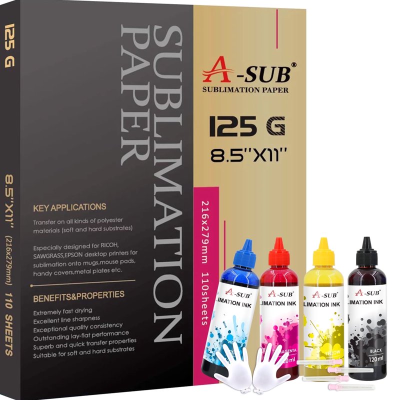 Sublimation Kit with 110 Sheets 125gsm & 480ml Ink for Inkjet Printers