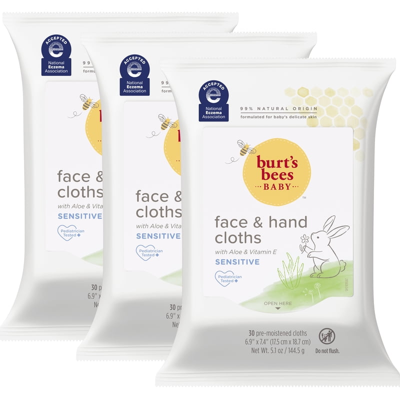 Baby Face & Hand Cleansing Wipes Unscented 30 Wipes - 3 Pack