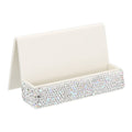 Elegant Rhinestone Business Card Holder for Desk Organizer Silver