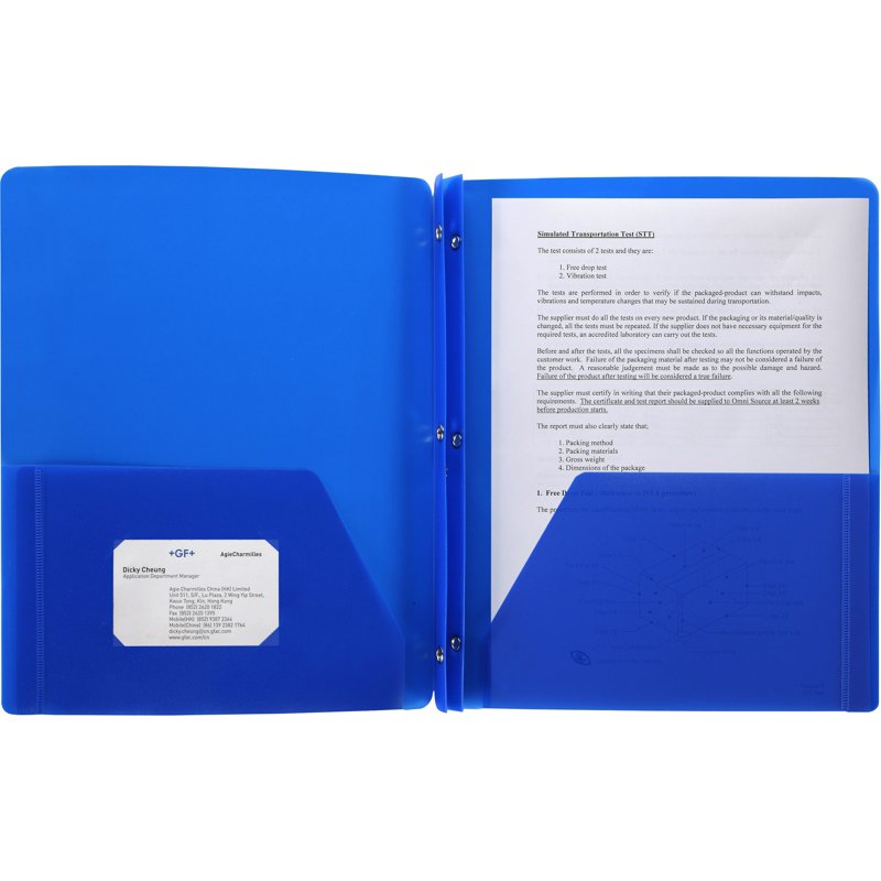 3-Hole Punched Poly Portfolio Blue - Business & Office Storage