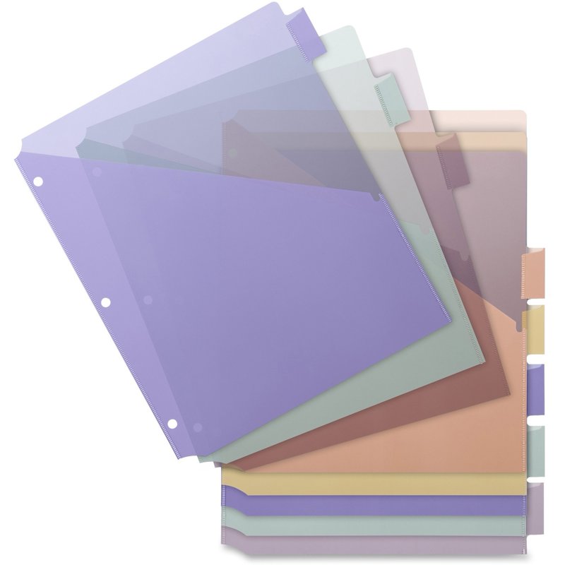 Pocket Index Dividers Set of 8 with Large Tabs and Colorful Inserts