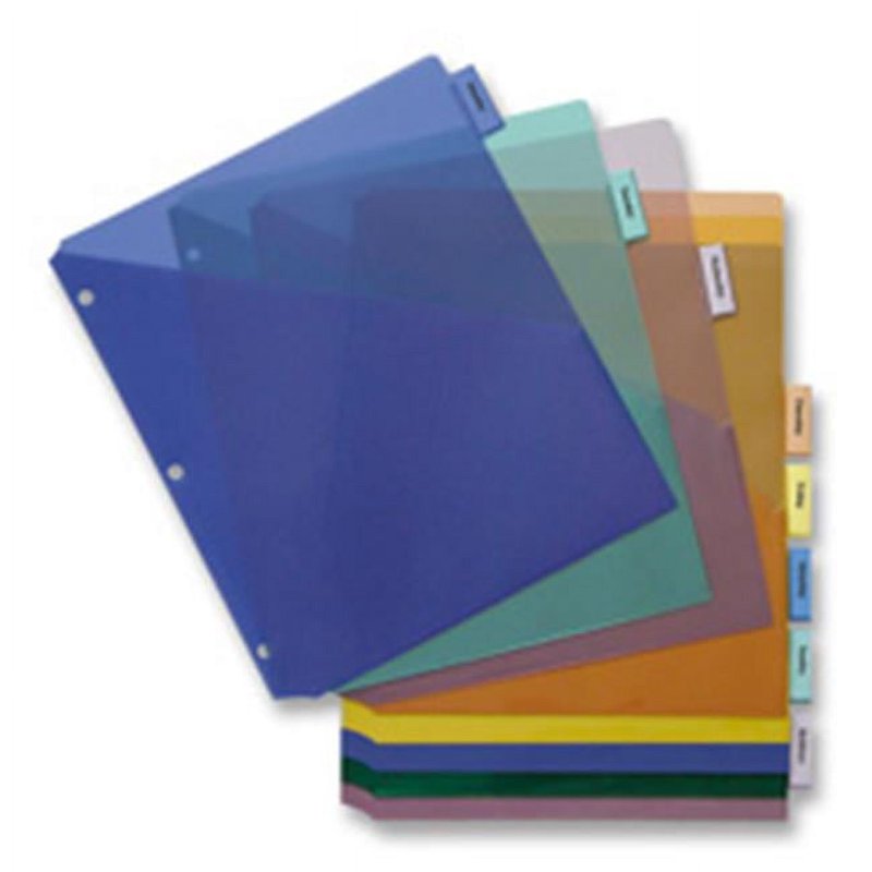 Poly Index Dividers with Pocket - 8-Tab, Multi-Color, 11x8.5 Inches