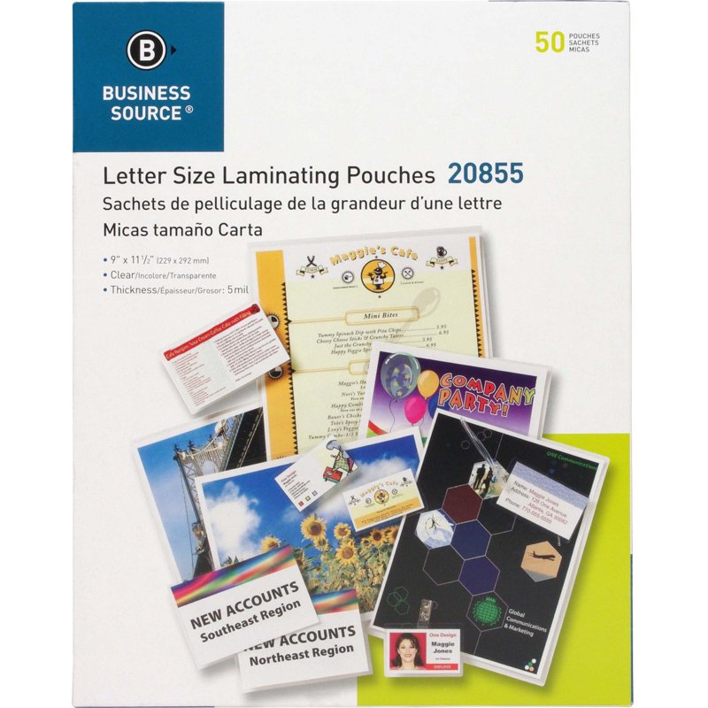 Letter Size Laminating Pouches - Clear, 50 Pack, 5 Mil Medium-Weight