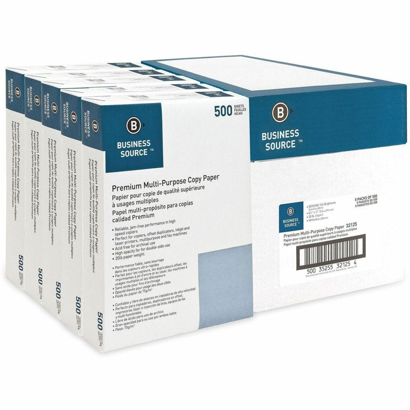 Multipurpose Printer & Copier Paper 20lb 92 Bright White 8.5x11 Inch Ream — High Quality Office Paper