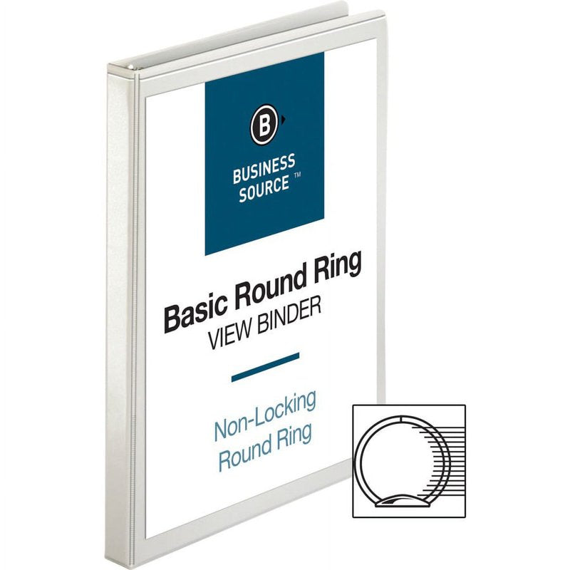 Round-Ring View Binder 1/2-inch Capacity Letter Size 125 Sheets Polypropylene - Pack of 5