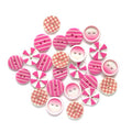 Pink Patchwork Sewing Buttons Set of 60 - 18mm Two Hole Craft Fasteners