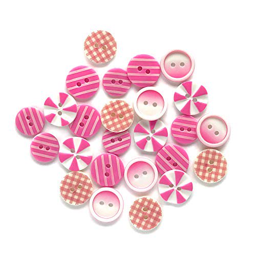 Pink Patchwork Sewing Buttons Set of 60 - 18mm Two Hole Craft Fasteners