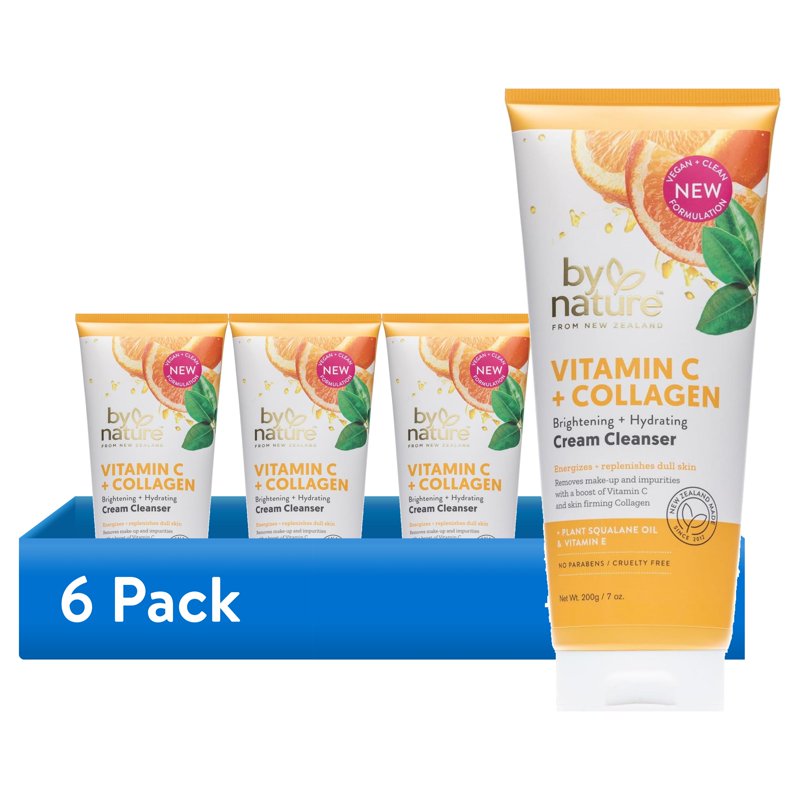 Vitamin C Collagen Brightening Hydrating Cream Cleanser for Dry Skin - 6 Pack