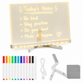 LED Note Board with Markers - Light Up Acrylic Dry Erase Message Board, USB Powered, 11.8 x 7.9 inches