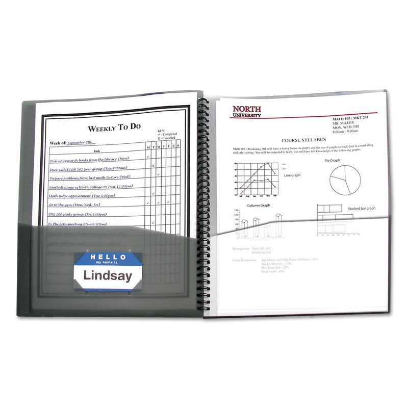 8-Pocket Spiral-Bound Poly Portfolio for Office & School Organization