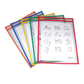Reusable Dry Erase Pockets Set of 5 - Primary Colors, 9x12 Inches, Eco-Friendly Practice Sheets