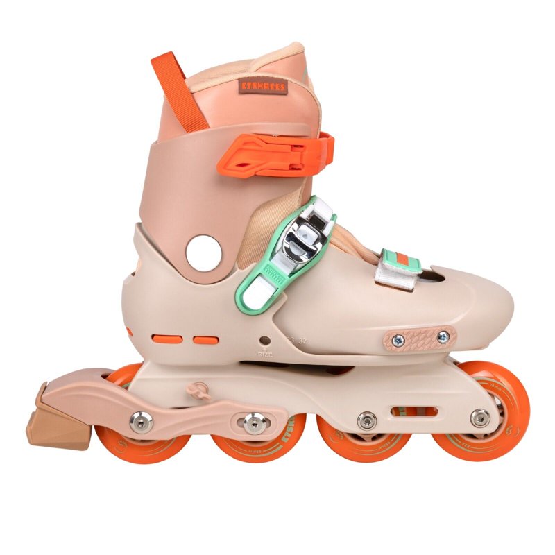 Unisex Adjustable Youth Inline Skates with Safe Lock Wheel - Tangerine