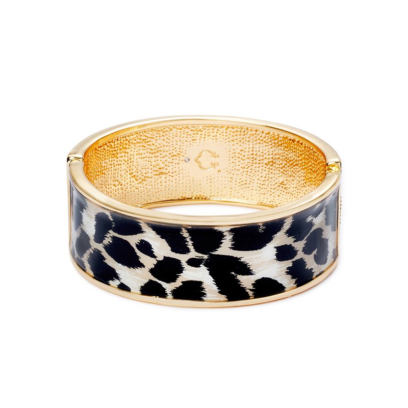 Animal Print Hinge Bangle Bracelet for Women - Black and White