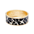 Animal Print Hinge Bangle Bracelet for Women - Black and White